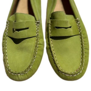 Laurent Effel Size EU 39 Green Leather Driver Penny Nubuck Loafer Shoe